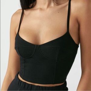 Joah Brown Black Bustier Crop Top
